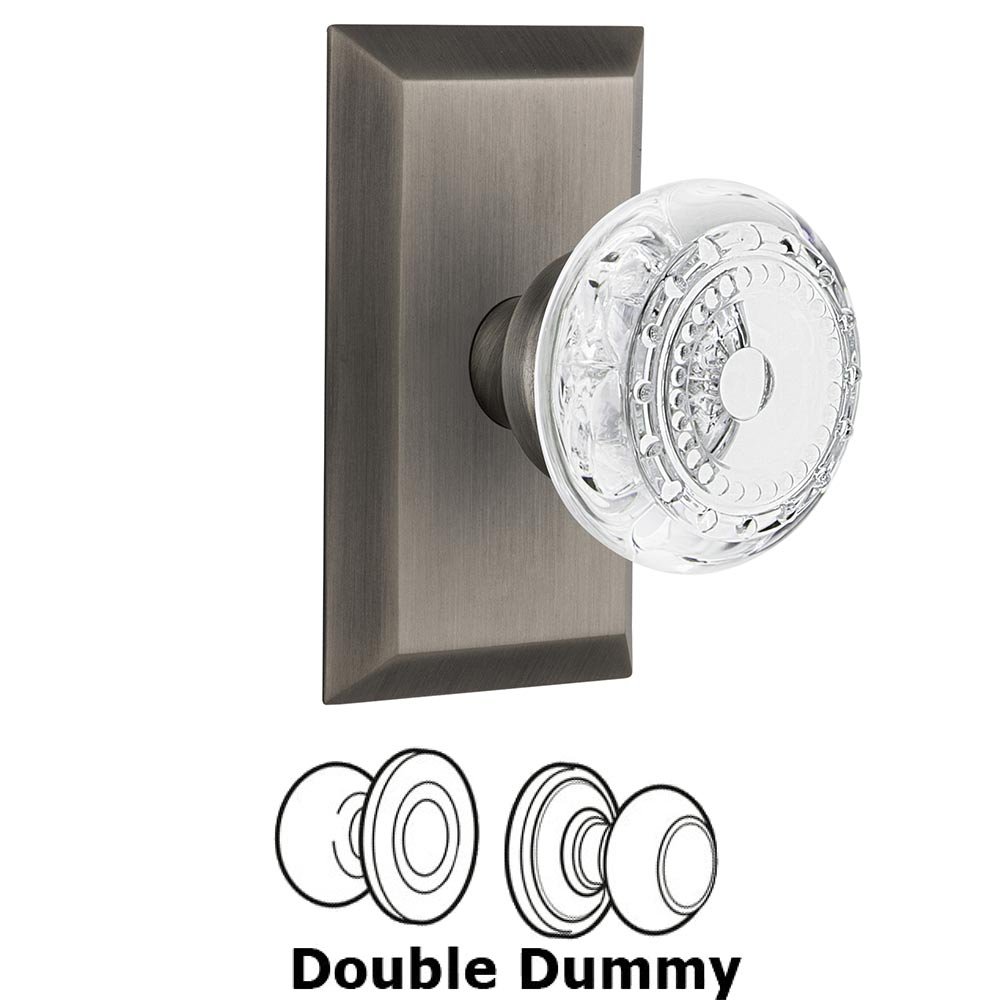 Double Dummy - Studio Plate With Crystal Meadows Knob in Antique Pewter