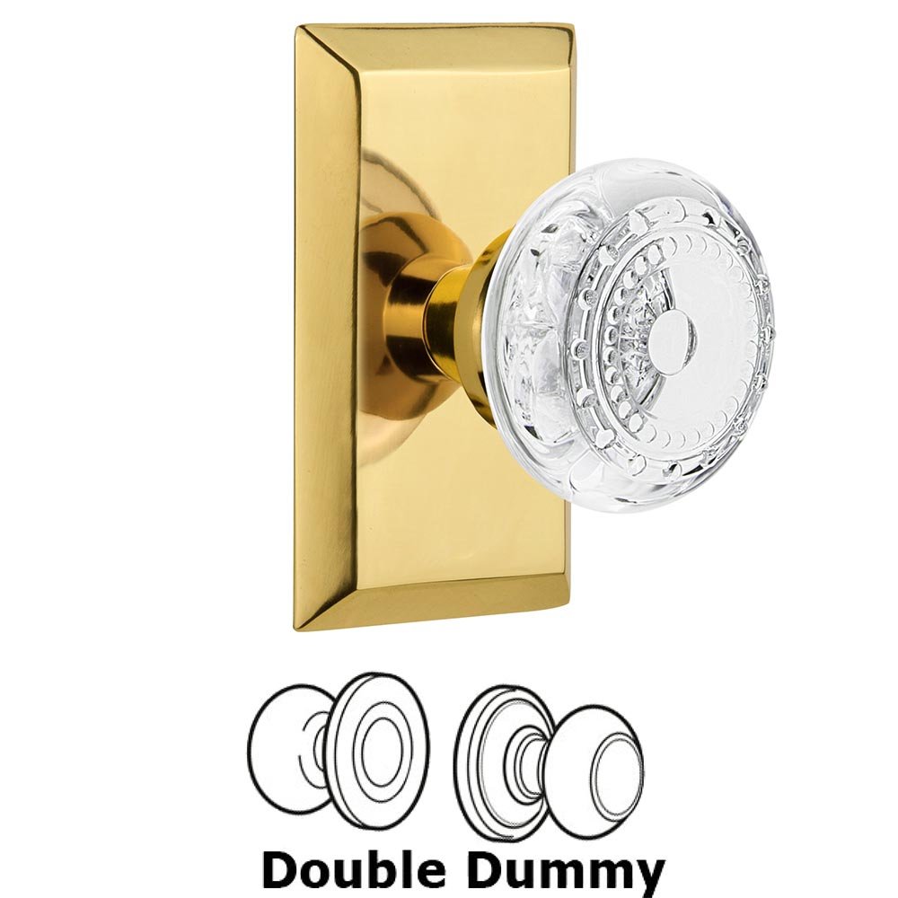 Double Dummy - Studio Plate With Crystal Meadows Knob in Polished Brass