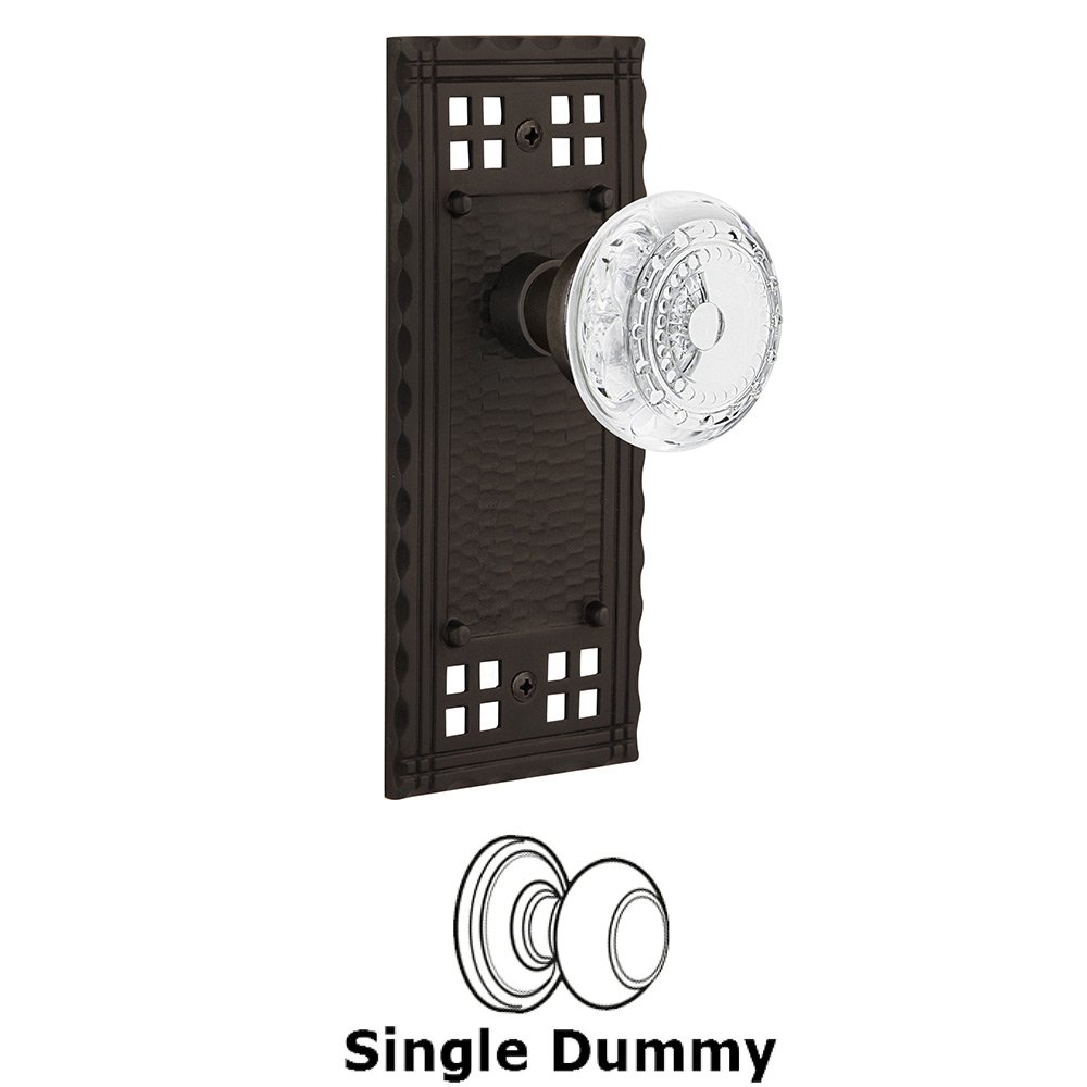 Single Dummy - Craftsman Plate With Crystal Meadows Knob in Oil-Rubbed Bronze