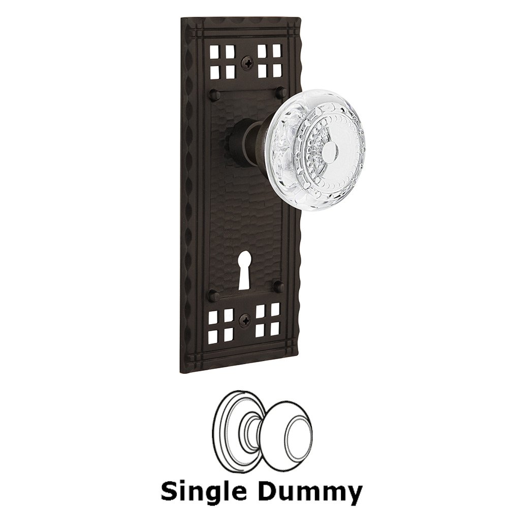Single Dummy - Craftsman Plate With Keyhole and Crystal Meadows Knob in Oil-Rubbed Bronze