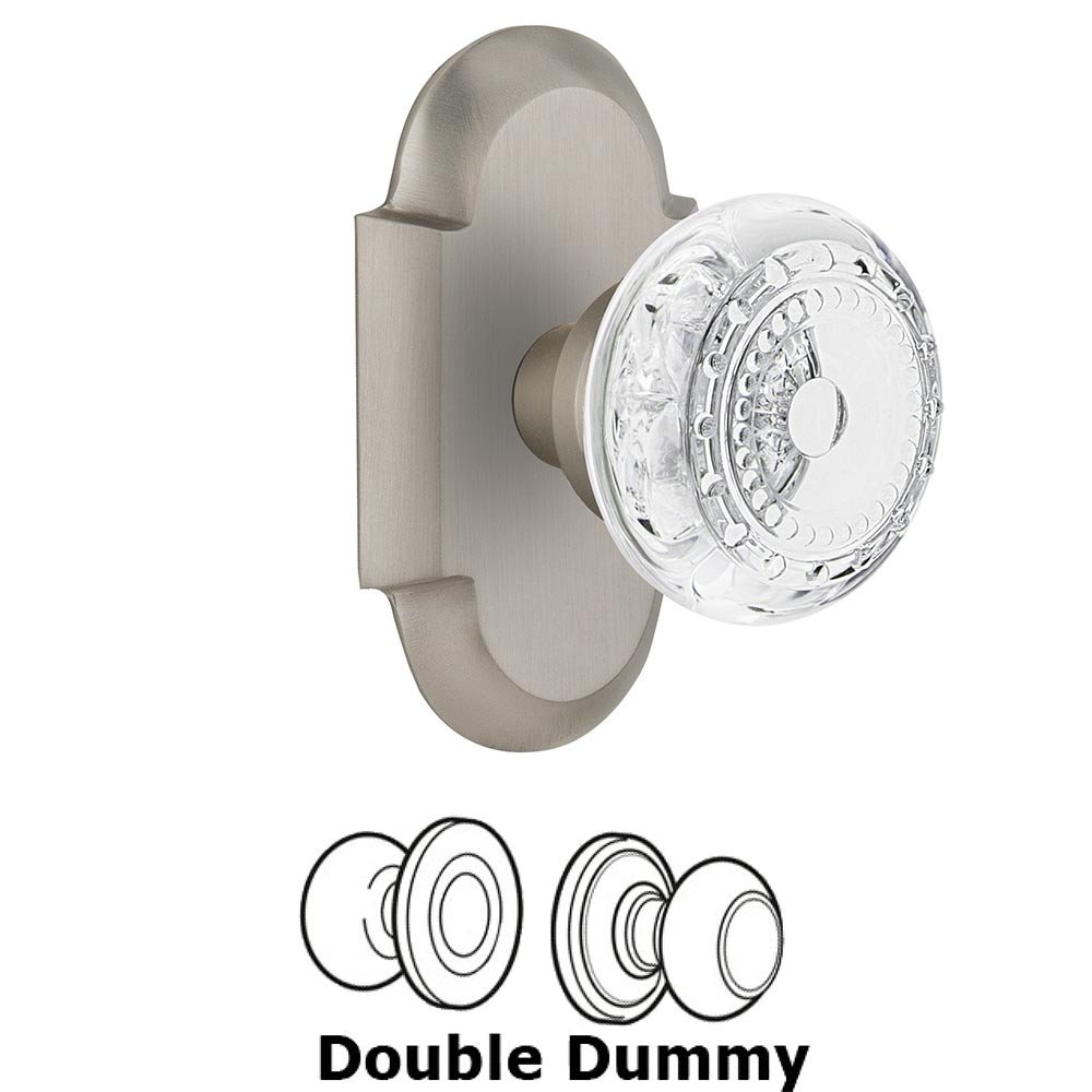 Double Dummy - Cottage Plate With Crystal Meadows Knob in Satin Nickel