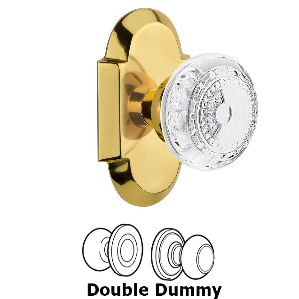 Double Dummy - Cottage Plate With Crystal Meadows Knob in Polished Brass