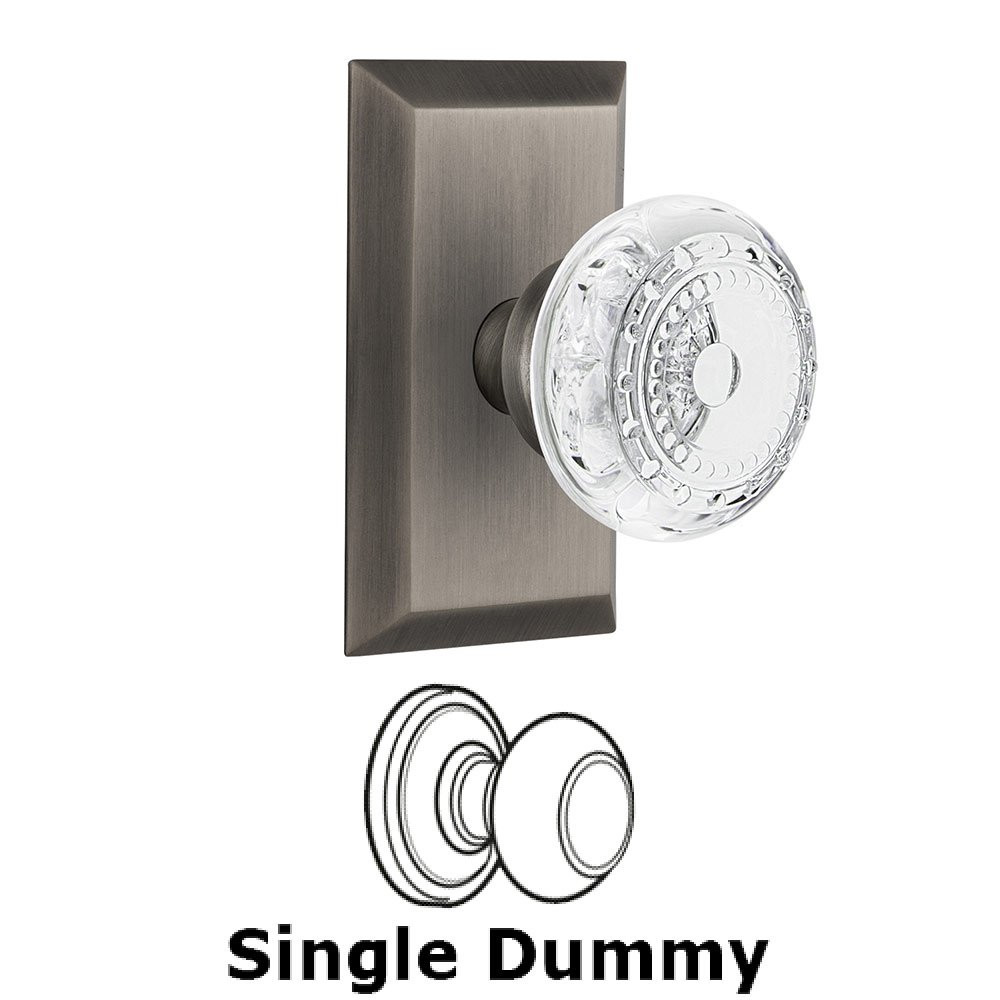 Single Dummy - Studio Plate With Crystal Meadows Knob in Antique Pewter