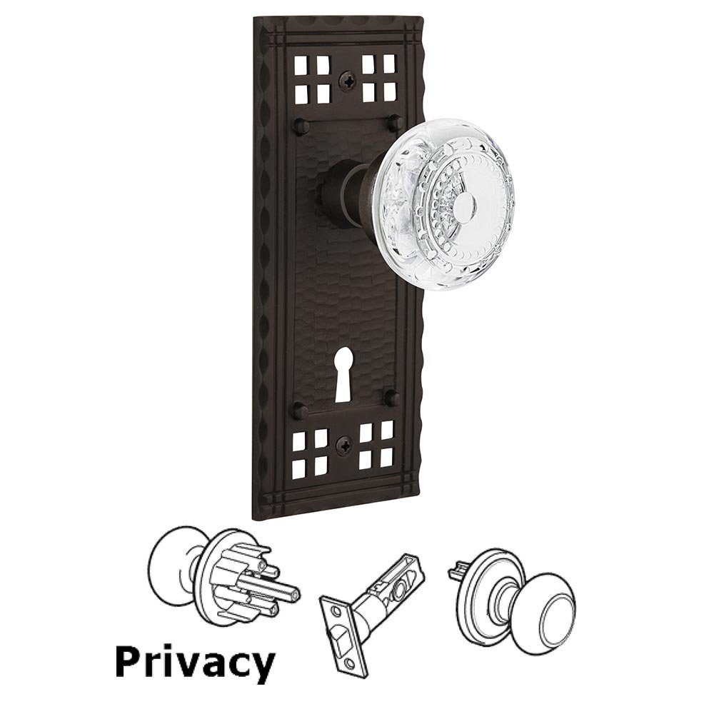 Privacy - Craftsman Plate With Keyhole and Crystal Meadows Knob in Oil-Rubbed Bronze