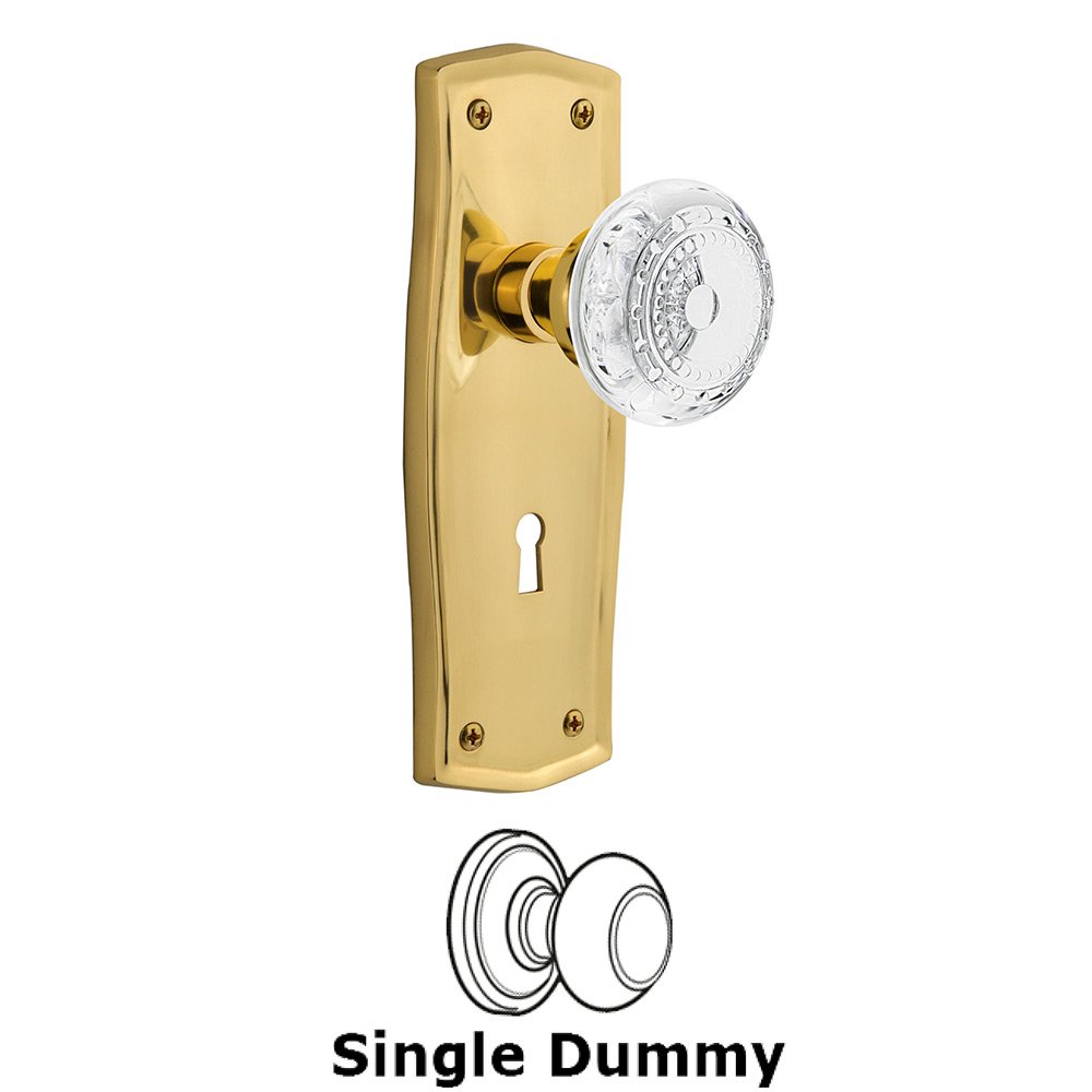 Single Dummy - Prairie Plate With Keyhole and Crystal Meadows Knob in Polished Brass