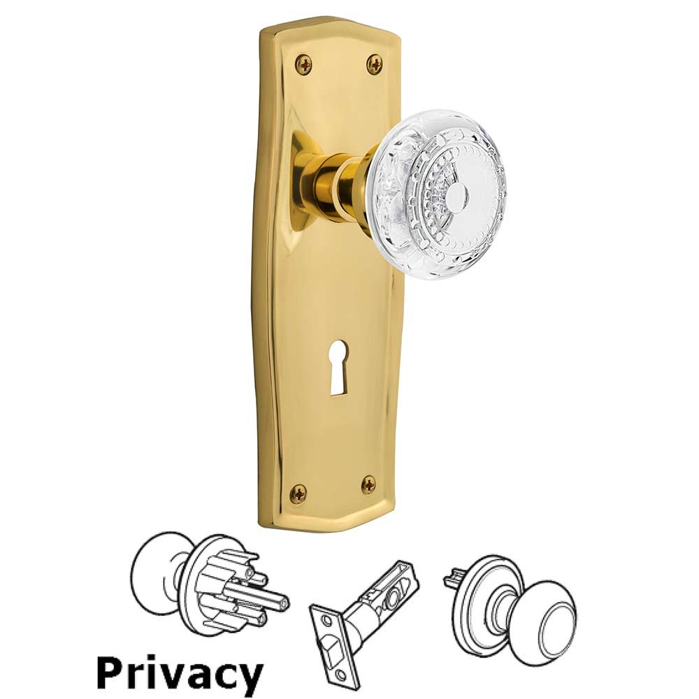 Privacy - Prairie Plate With Keyhole and Crystal Meadows Knob in Polished Brass