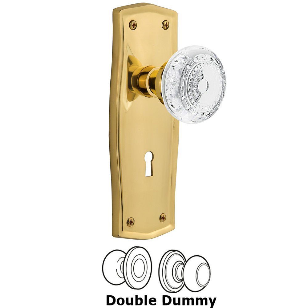 Double Dummy - Prairie Plate With Keyhole and Crystal Meadows Knob in Polished Brass