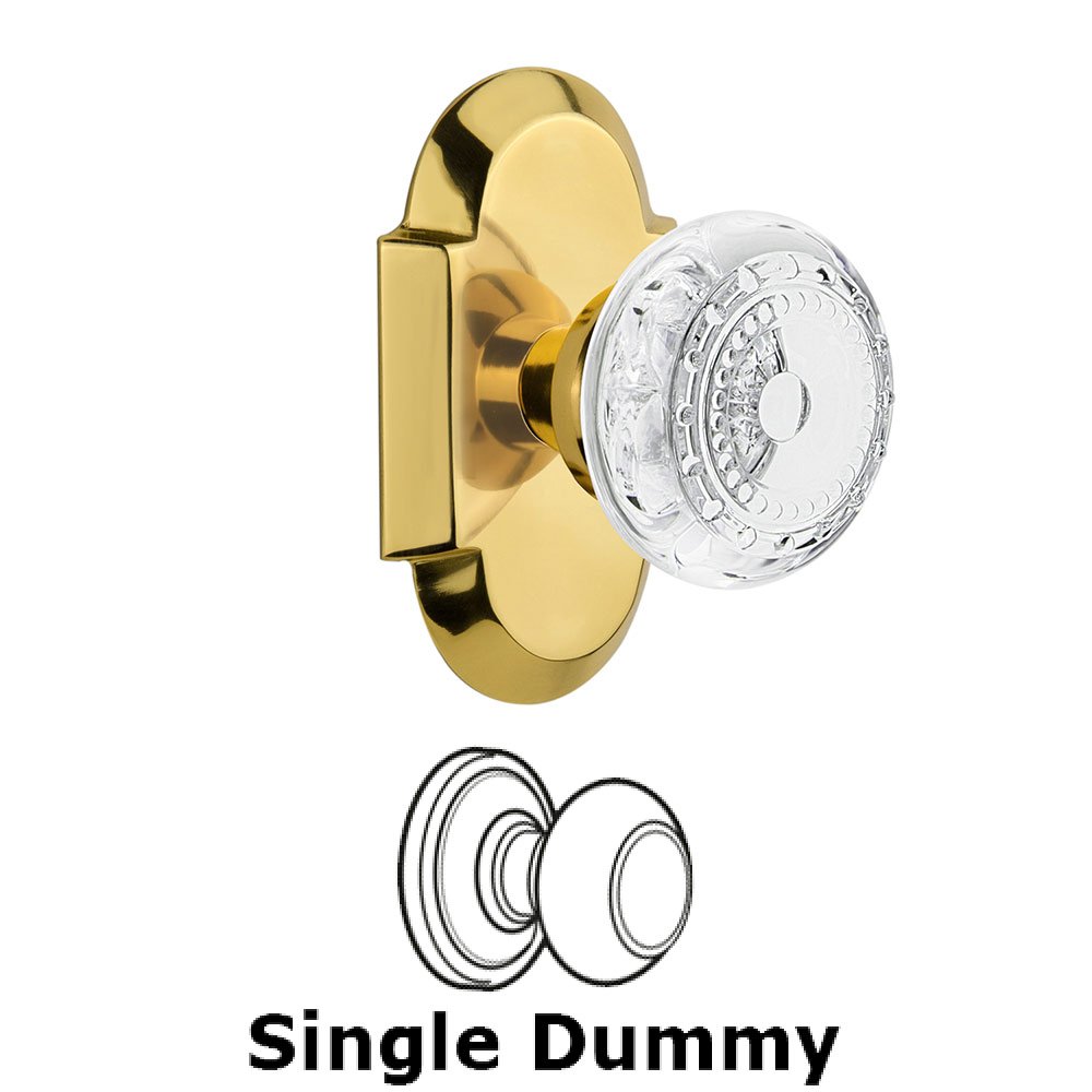 Single Dummy - Cottage Plate With Crystal Meadows Knob in Polished Brass