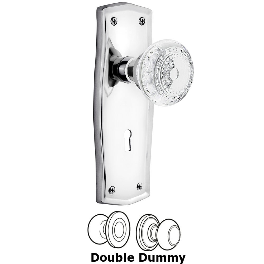 Double Dummy - Prairie Plate With Keyhole and Crystal Meadows Knob in Bright Chrome