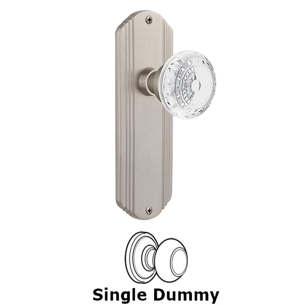 Single Dummy - Deco Plate With Crystal Meadows Knob in Satin Nickel