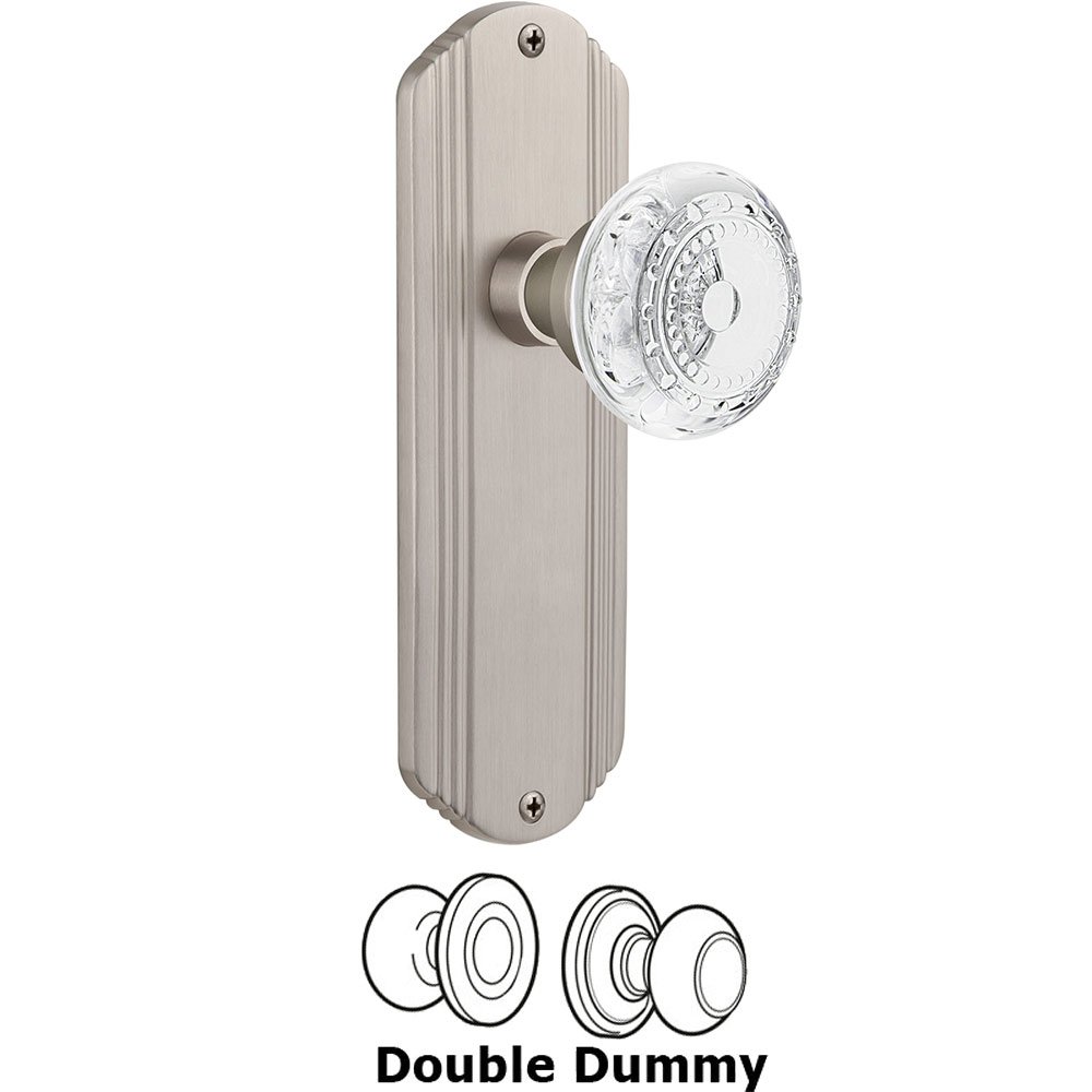 Double Dummy - Deco Plate With Crystal Meadows Knob in Satin Nickel