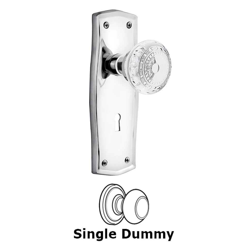 Single Dummy - Prairie Plate With Keyhole and Crystal Meadows Knob in Bright Chrome