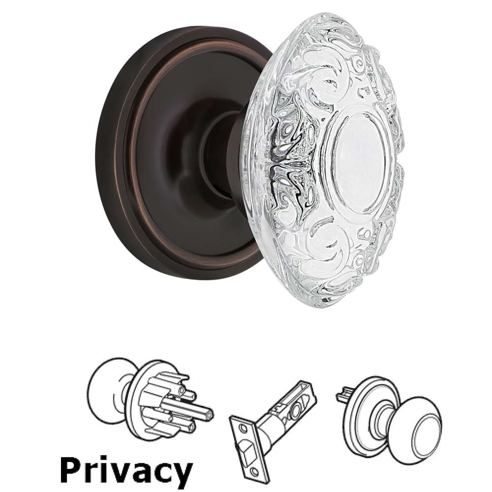Privacy - Classic Rosette With Crystal Victorian Knob in Timeless Bronze