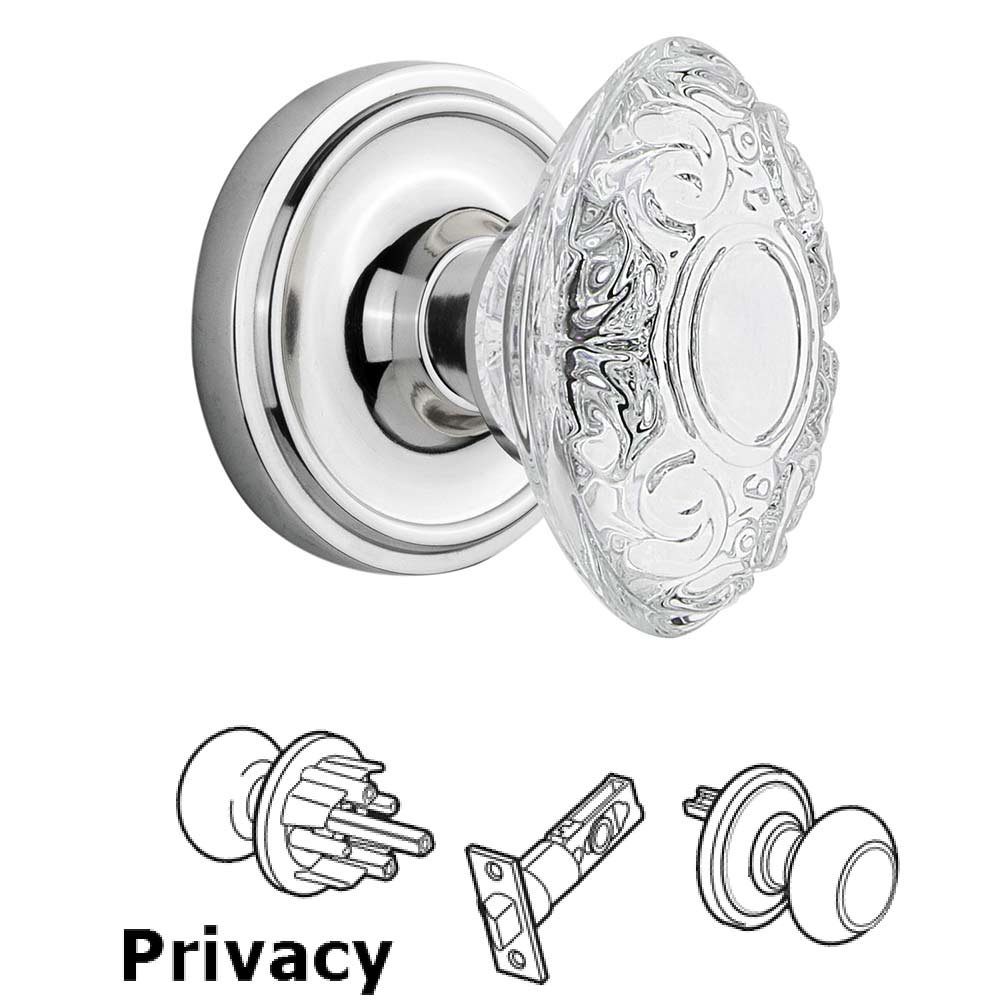 Privacy - Classic Rosette With Crystal Victorian Knob in Bright Chrome