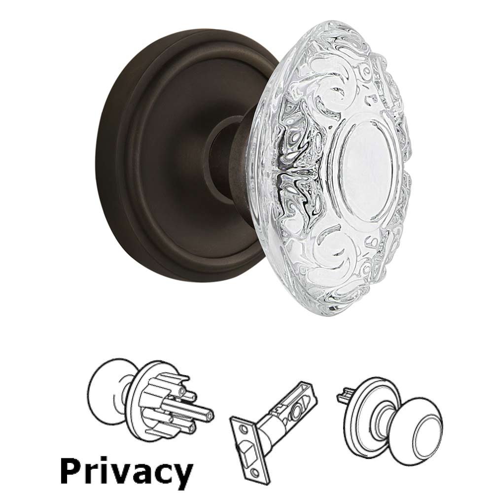 Privacy - Classic Rosette With Crystal Victorian Knob in Oil-Rubbed Bronze