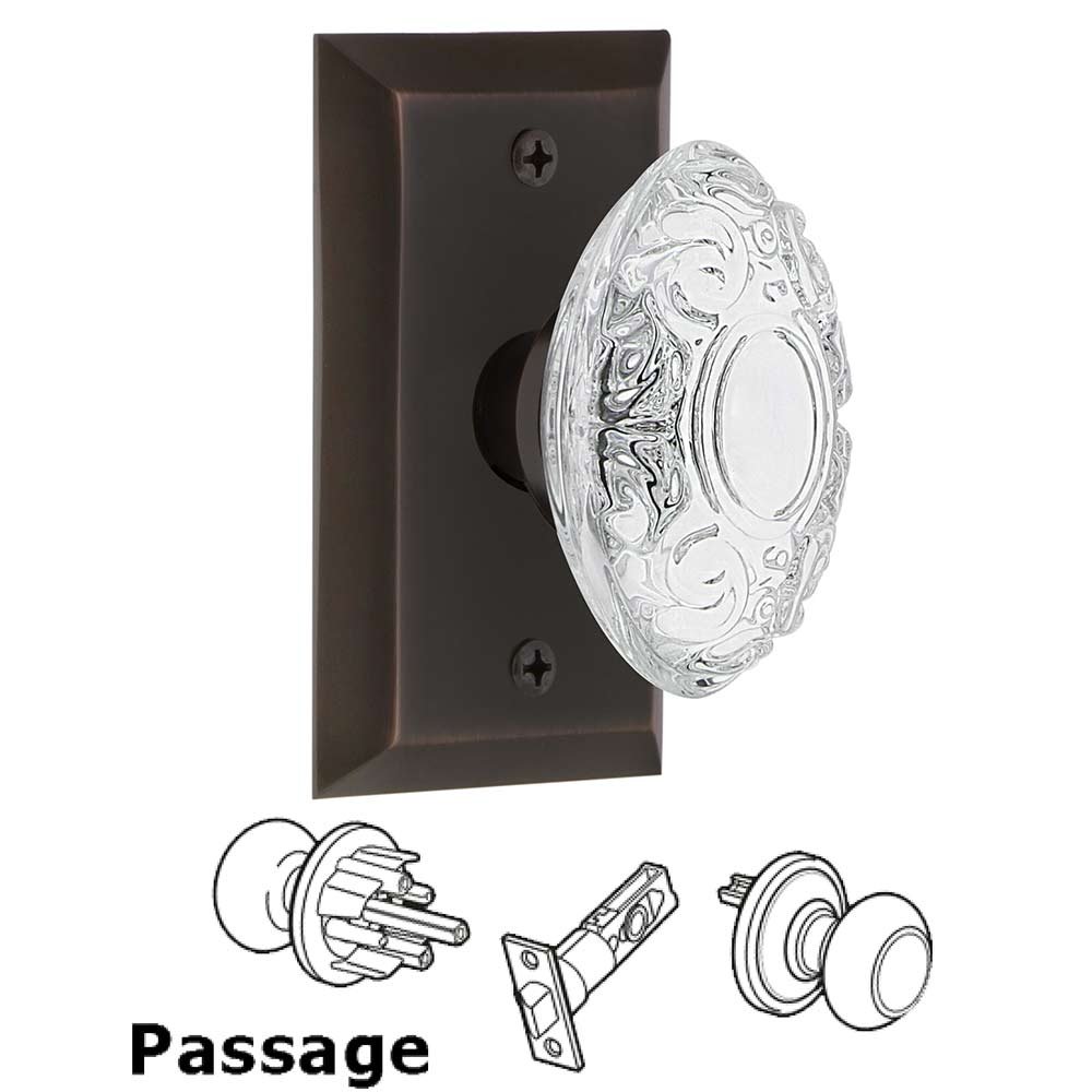 Passage - Studio Plate With Crystal Victorian Knob in Timeless Bronze