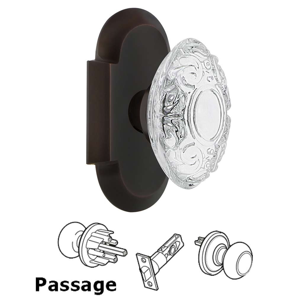 Passage - Cottage Plate With Crystal Victorian Knob in Timeless Bronze
