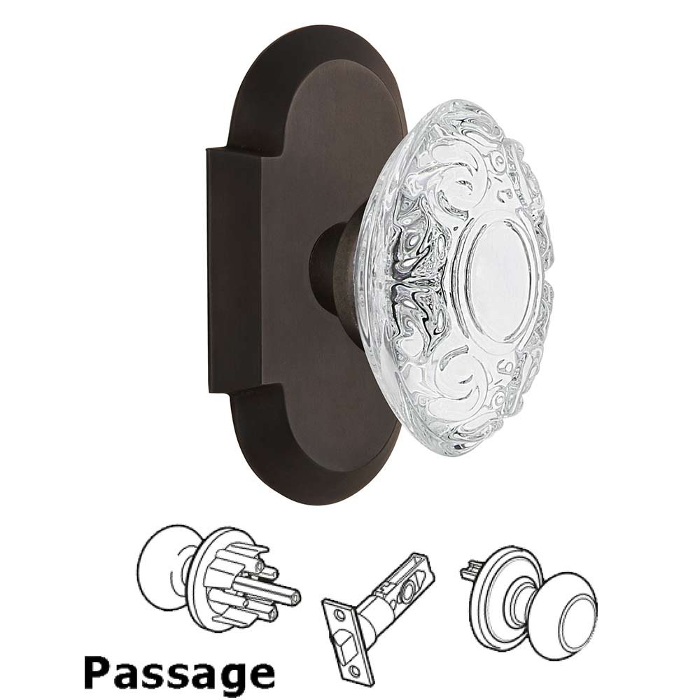 Passage - Cottage Plate With Crystal Victorian Knob in Oil-Rubbed Bronze