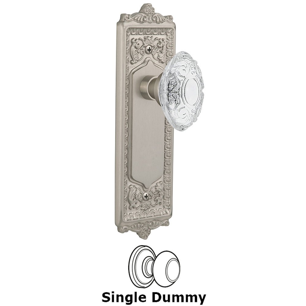 Single Dummy - Egg & Dart Plate With Crystal Victorian Knob in Satin Nickel