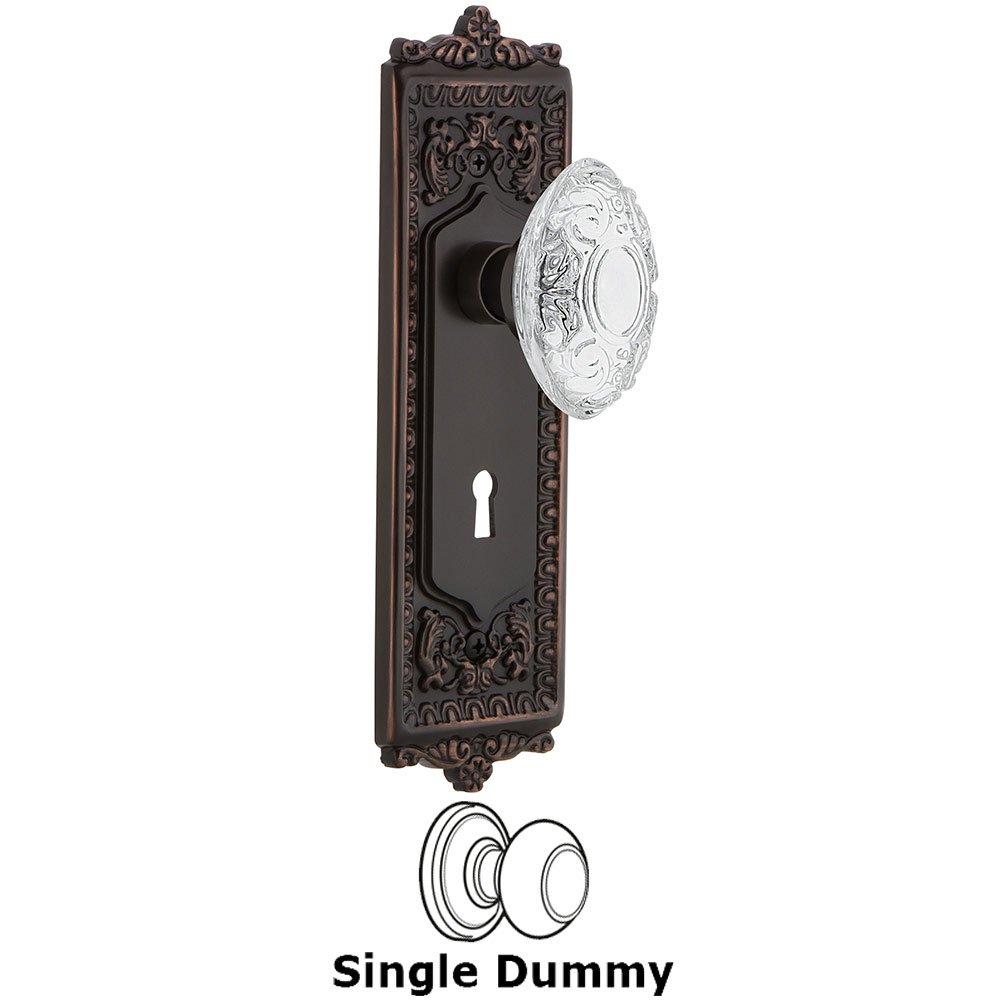 Single Dummy - Egg & Dart Plate With Keyhole and Crystal Victorian Knob in Timeless Bronze
