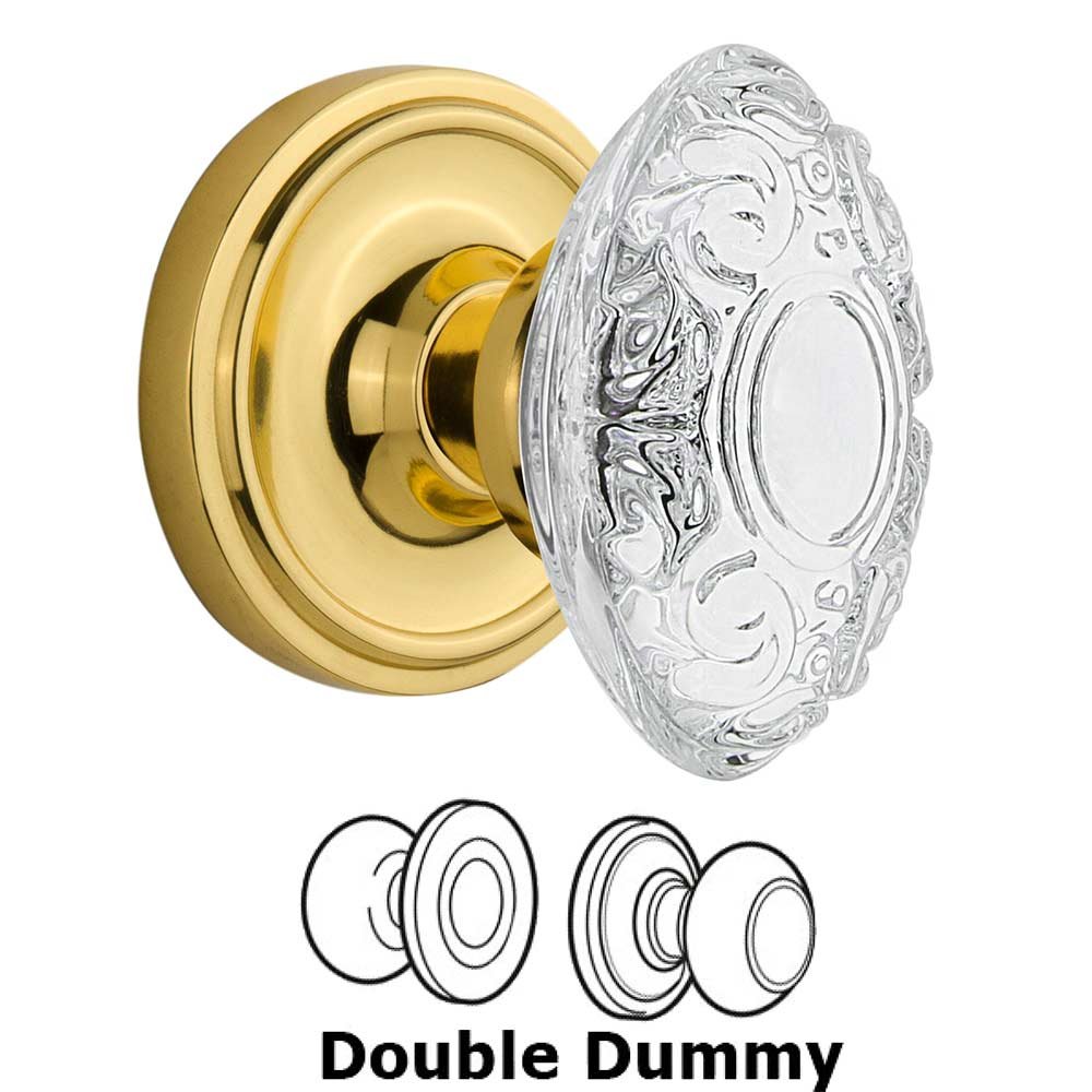 Double Dummy Classic Rosette With Crystal Victorian Knob in Unlacquered Brass