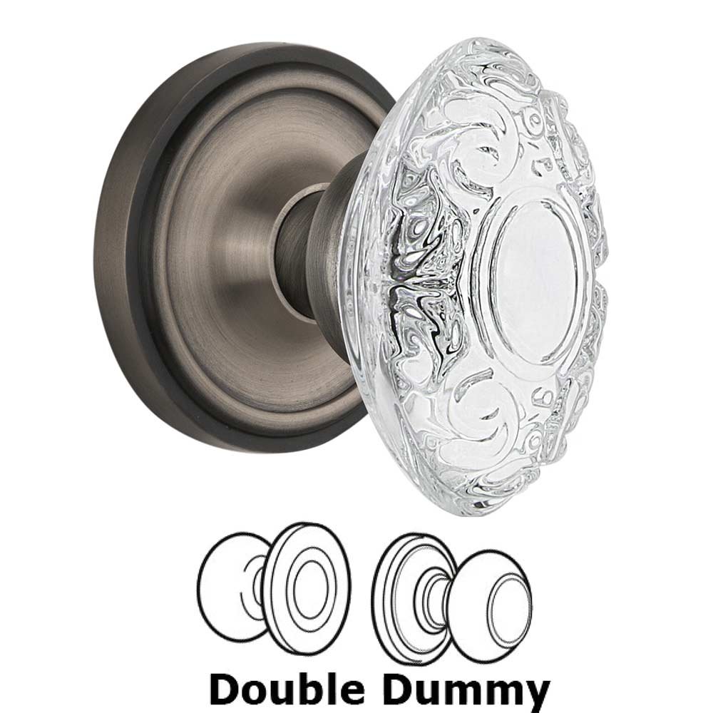 Double Dummy Classic Rosette With Crystal Victorian Knob in Antique Pewter