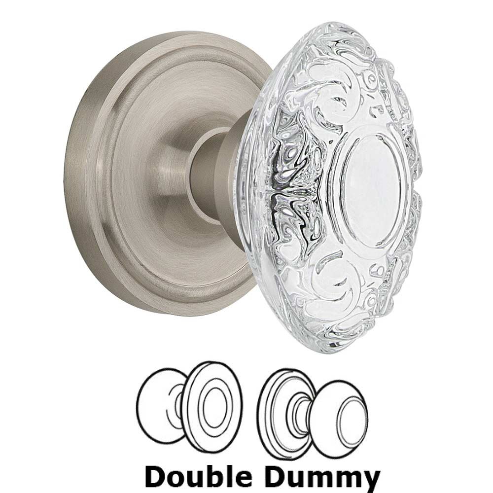 Double Dummy Classic Rosette With Crystal Victorian Knob in Satin Nickel