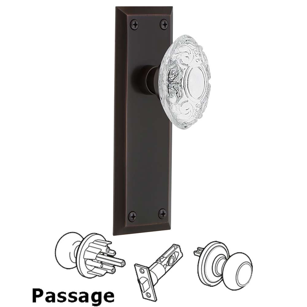 Passage - New York Plate With Crystal Victorian Knob in Timeless Bronze
