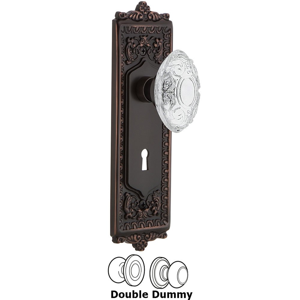 Double Dummy - Egg & Dart Plate With Keyhole and Crystal Victorian Knob in Timeless Bronze