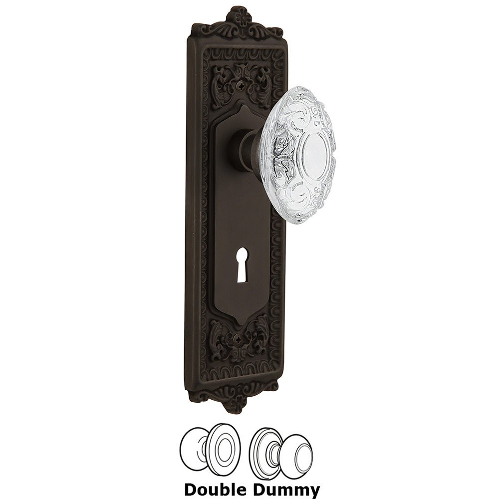 Double Dummy - Egg & Dart Plate With Keyhole and Crystal Victorian Knob in Oil-Rubbed Bronze