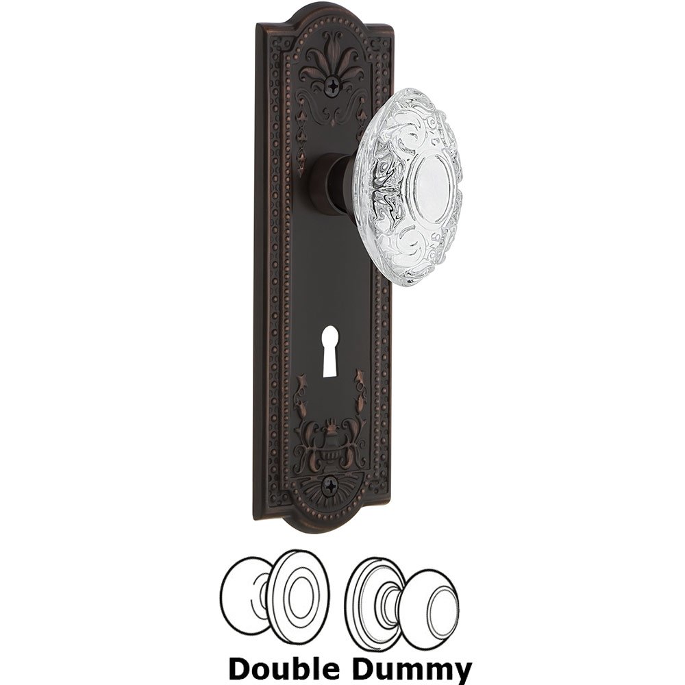 Double Dummy - Meadows Plate With Keyhole and Crystal Victorian Knob in Timeless Bronze