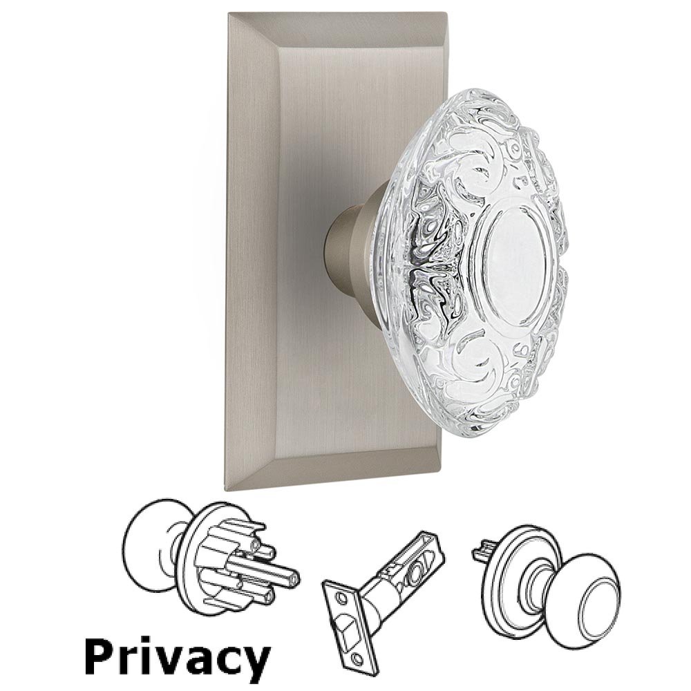 Privacy - Studio Plate With Crystal Victorian Knob in Satin Nickel