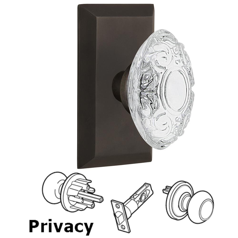 Privacy - Studio Plate With Crystal Victorian Knob in Oil-Rubbed Bronze
