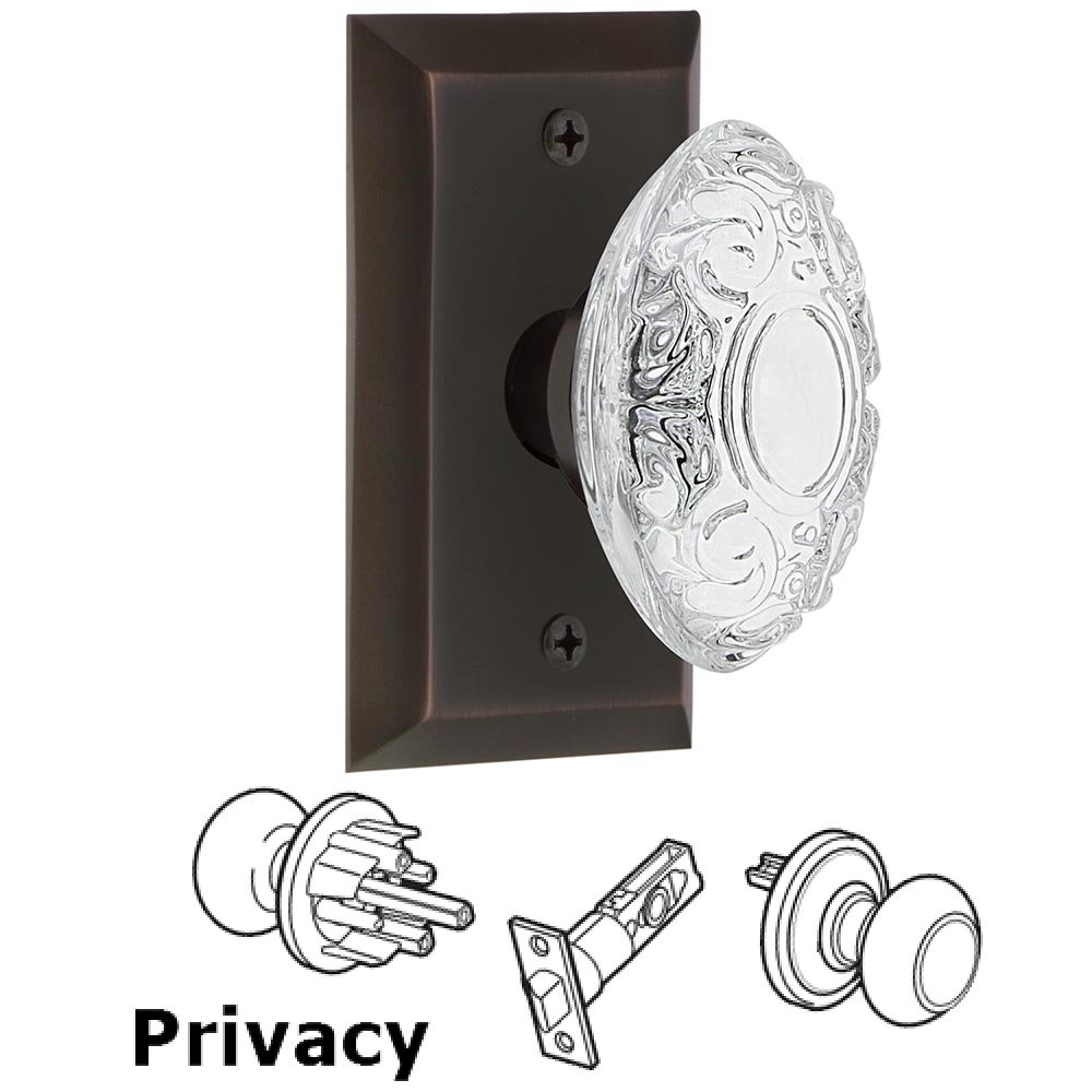 Privacy - Studio Plate With Crystal Victorian Knob in Timeless Bronze