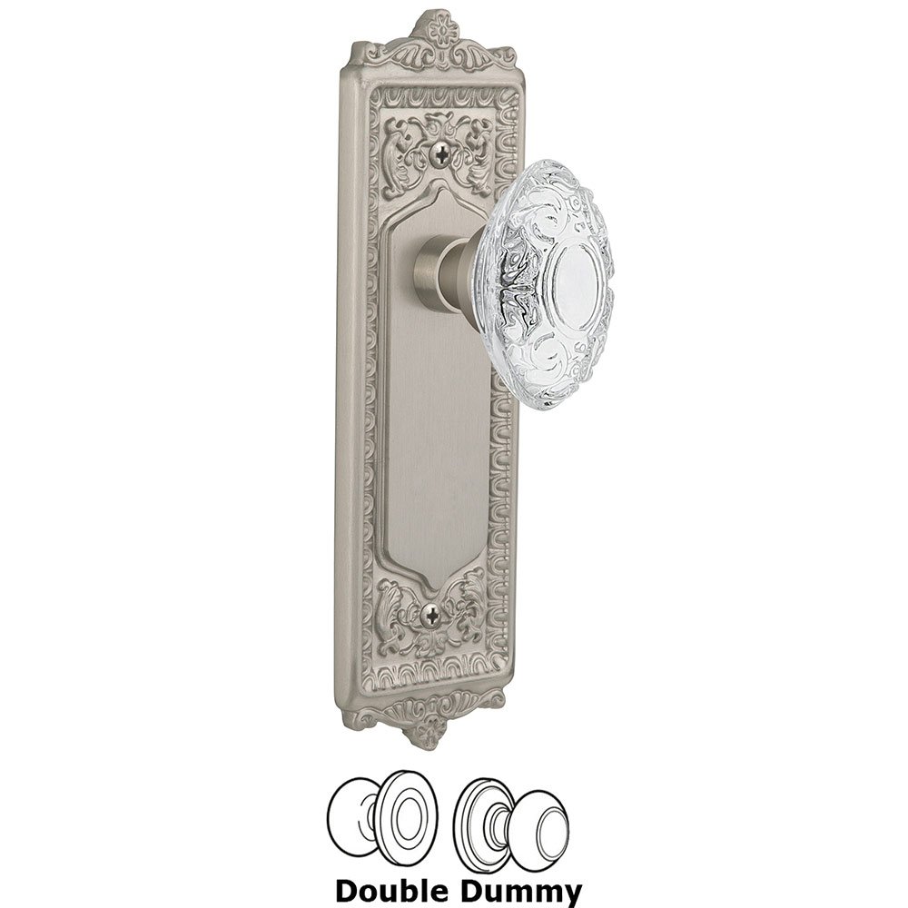 Double Dummy - Egg & Dart Plate With Crystal Victorian Knob in Satin Nickel