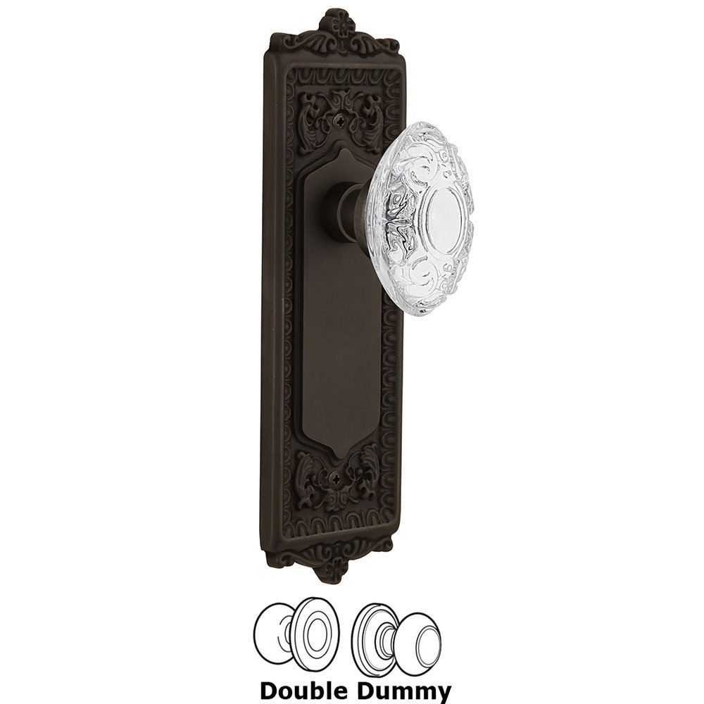 Double Dummy - Egg & Dart Plate With Crystal Victorian Knob in Oil Rubbed Bronze