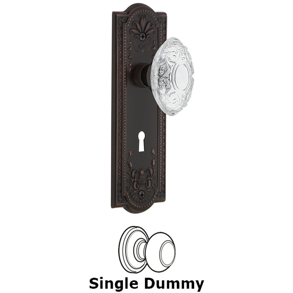 Single Dummy - Meadows Plate With Keyhole and Crystal Victorian Knob in Timeless Bronze