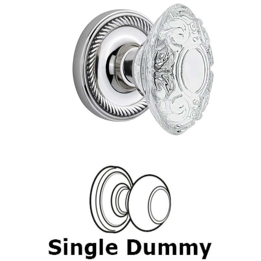 Single Dummy - Rope Rosette With Crystal Victorian Knob in Bright Chrome