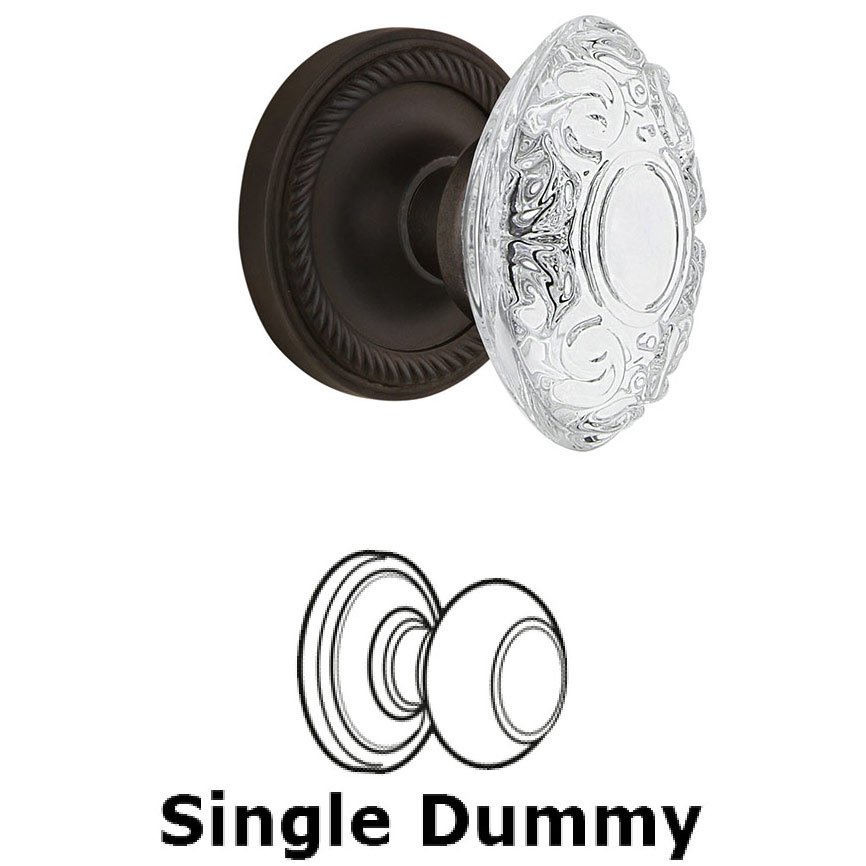 Single Dummy - Rope Rosette With Crystal Victorian Knob in Oil-Rubbed Bronze