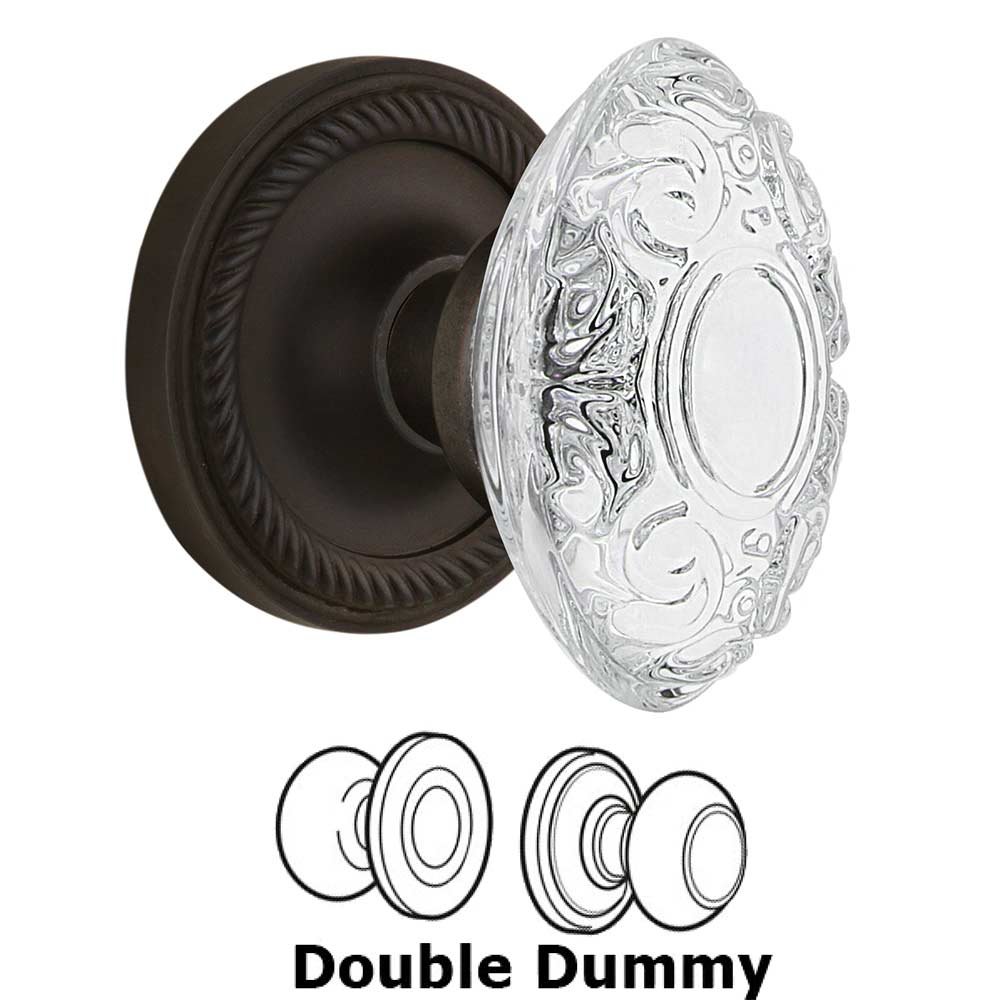 Double Dummy - Rope Rosette With Crystal Victorian Knob in Oil-Rubbed Bronze