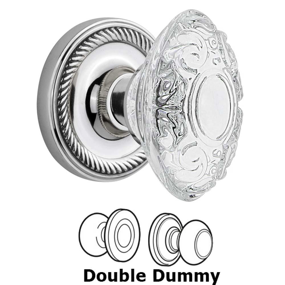 Double Dummy - Rope Rosette With Crystal Victorian Knob in Bright Chrome