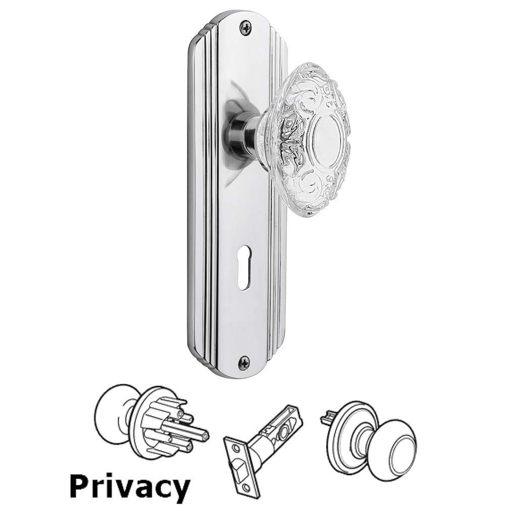 Privacy - Deco Plate With Keyhole and Crystal Victorian Knob in Bright Chrome