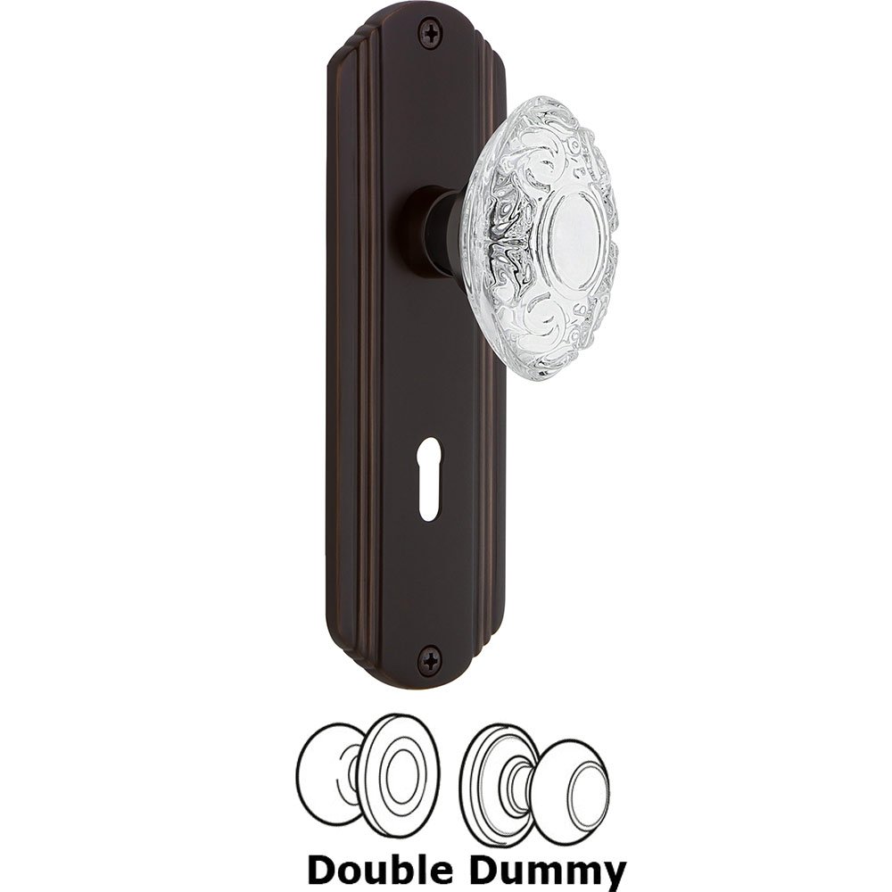 Double Dummy - Deco Plate With Keyhole and Crystal Victorian Knob in Timeless Bronze