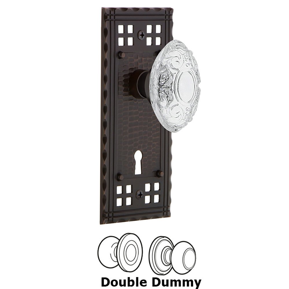 Double Dummy - Craftsman Plate With Keyhole and Crystal Victorian Knob in Timeless Bronze