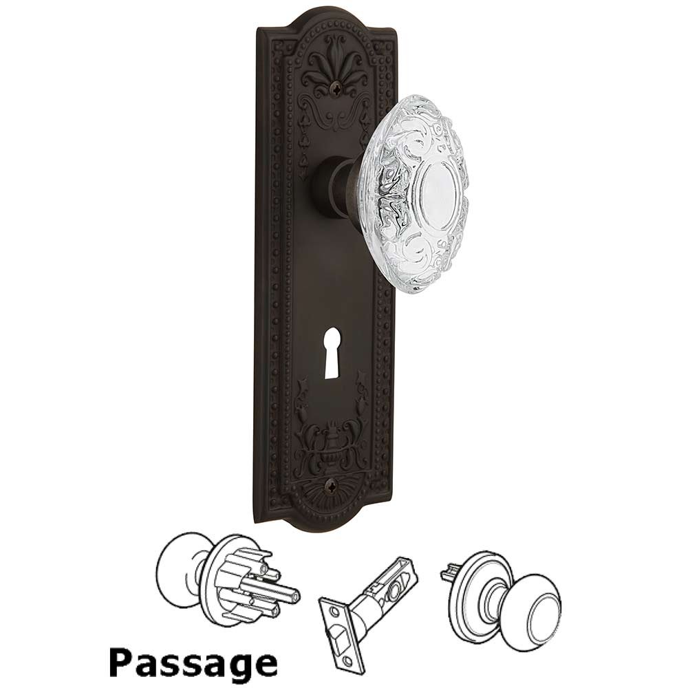 Passage - Meadows Plate With Keyhole and Crystal Victorian Knob in Oil-Rubbed Bronze
