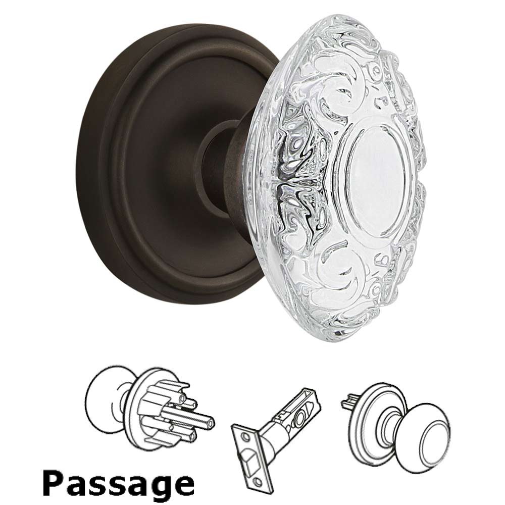 Passage - Classic Rosette With Crystal Victorian Knob in Oil-Rubbed Bronze