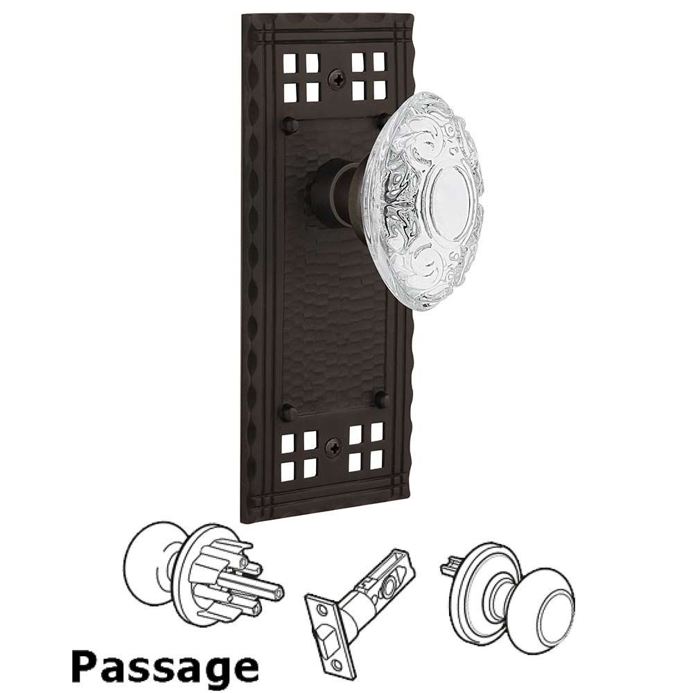 Passage Craftsman Plate With Crystal Victorian Knob in Oil Rubbed Bronze