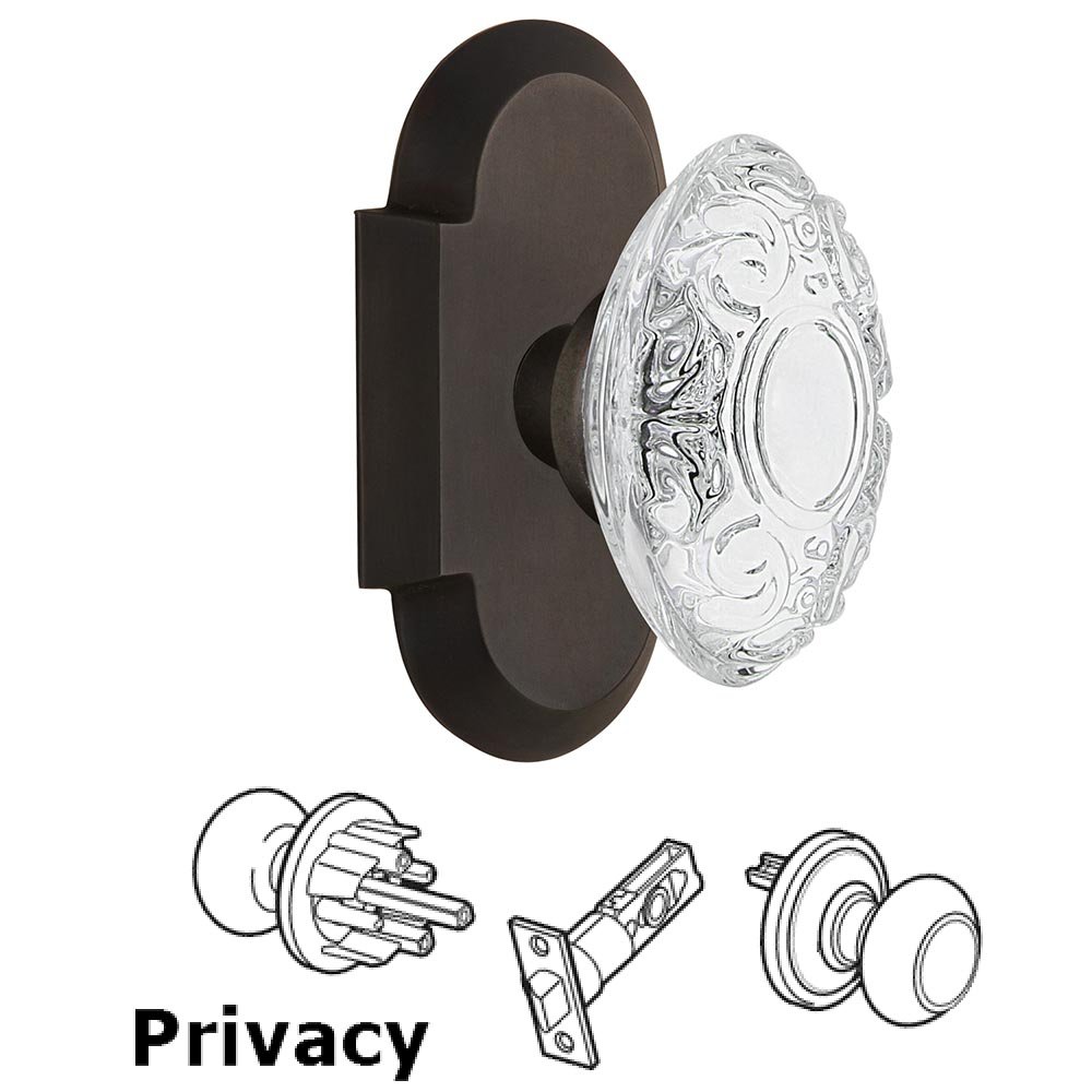 Privacy - Cottage Plate With Crystal Victorian Knob in Oil-Rubbed Bronze