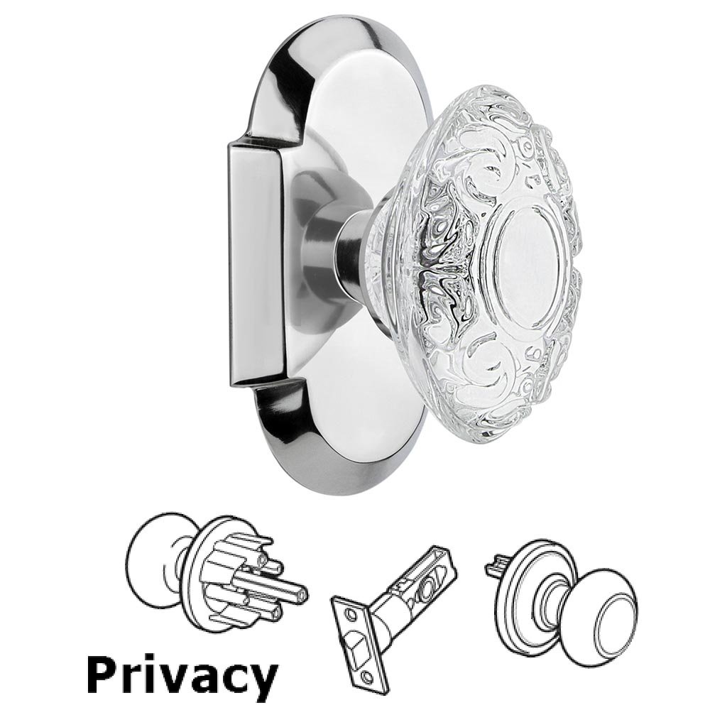 Privacy - Cottage Plate With Crystal Victorian Knob in Bright Chrome