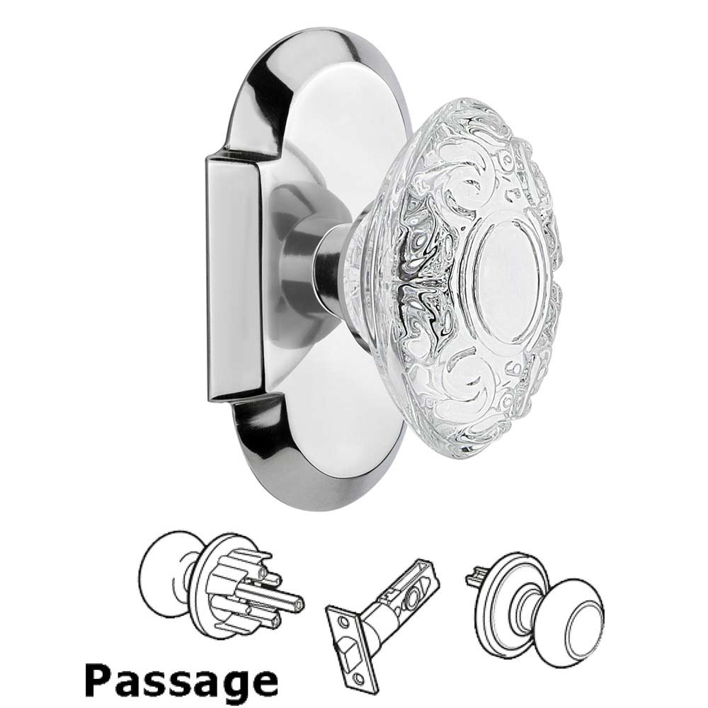 Passage - Cottage Plate With Crystal Victorian Knob in Bright Chrome
